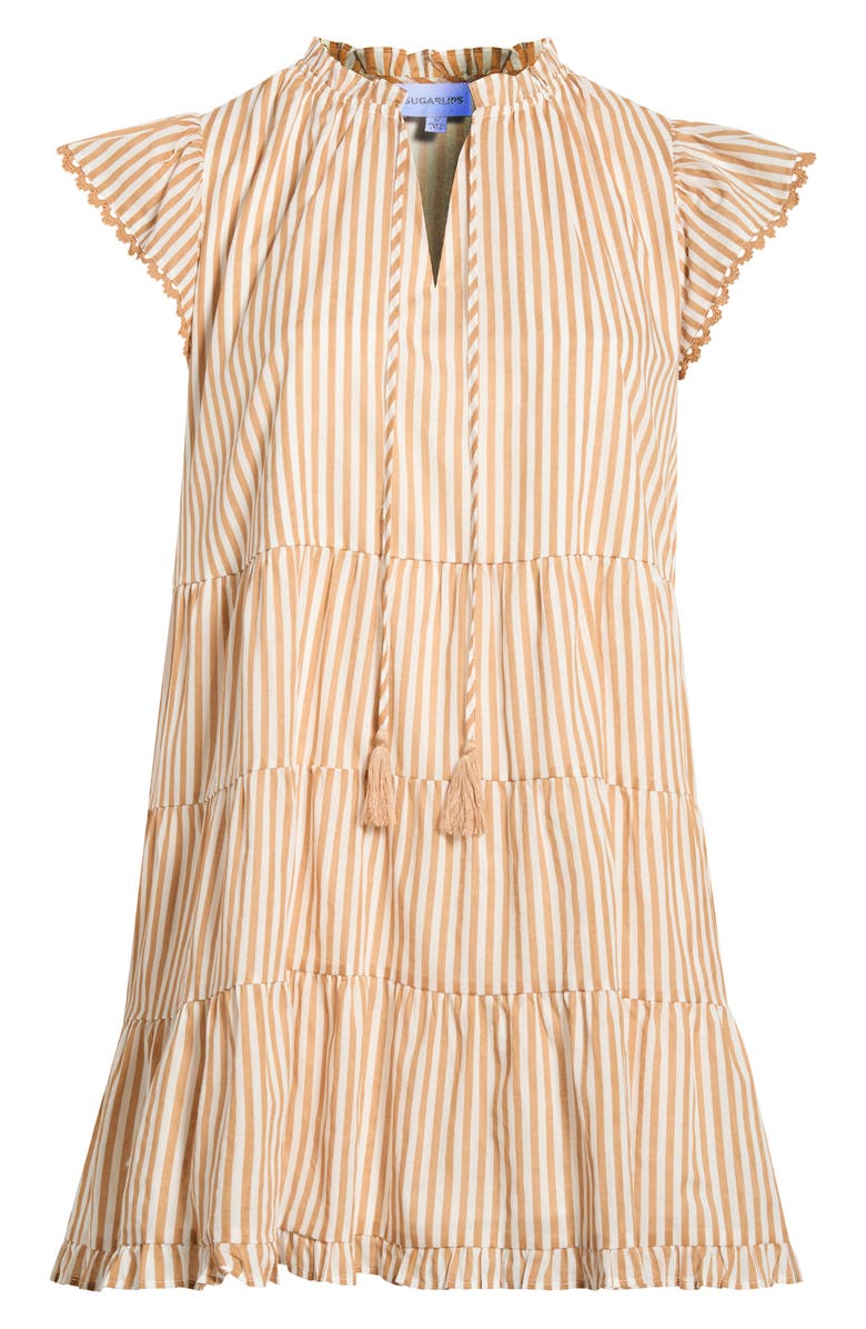 SUGARLIPS Dream State Striped Yodi Cotton Shift Minidress, Alternate, color, Taupe-Multi