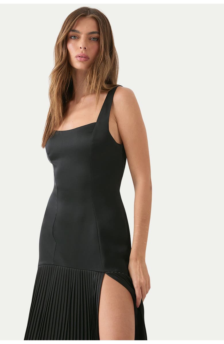 MissPap Premium Pleated Skirt Bridesmaid Dress, Alternate, color, Black