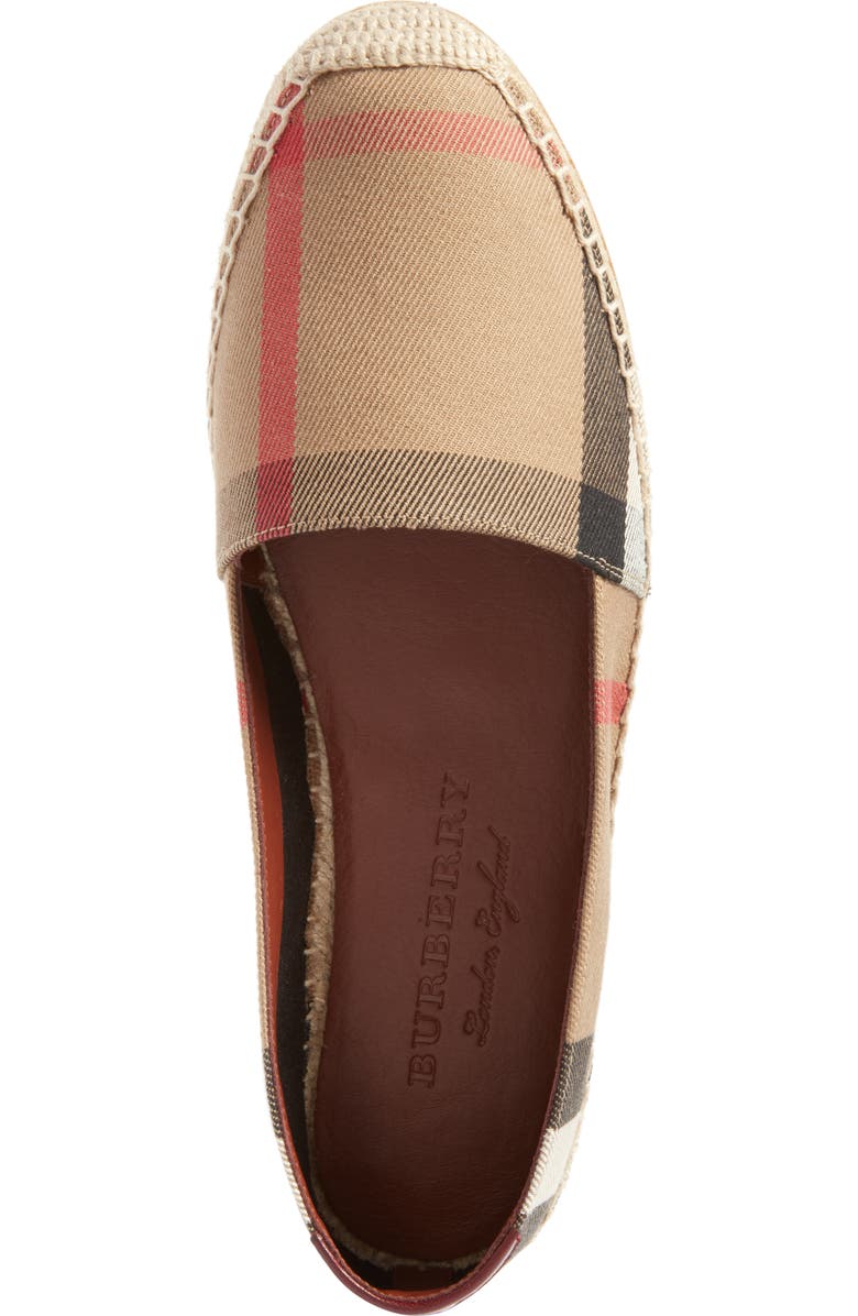Burberry Check Print Espadrille Flat, Alternate, color,