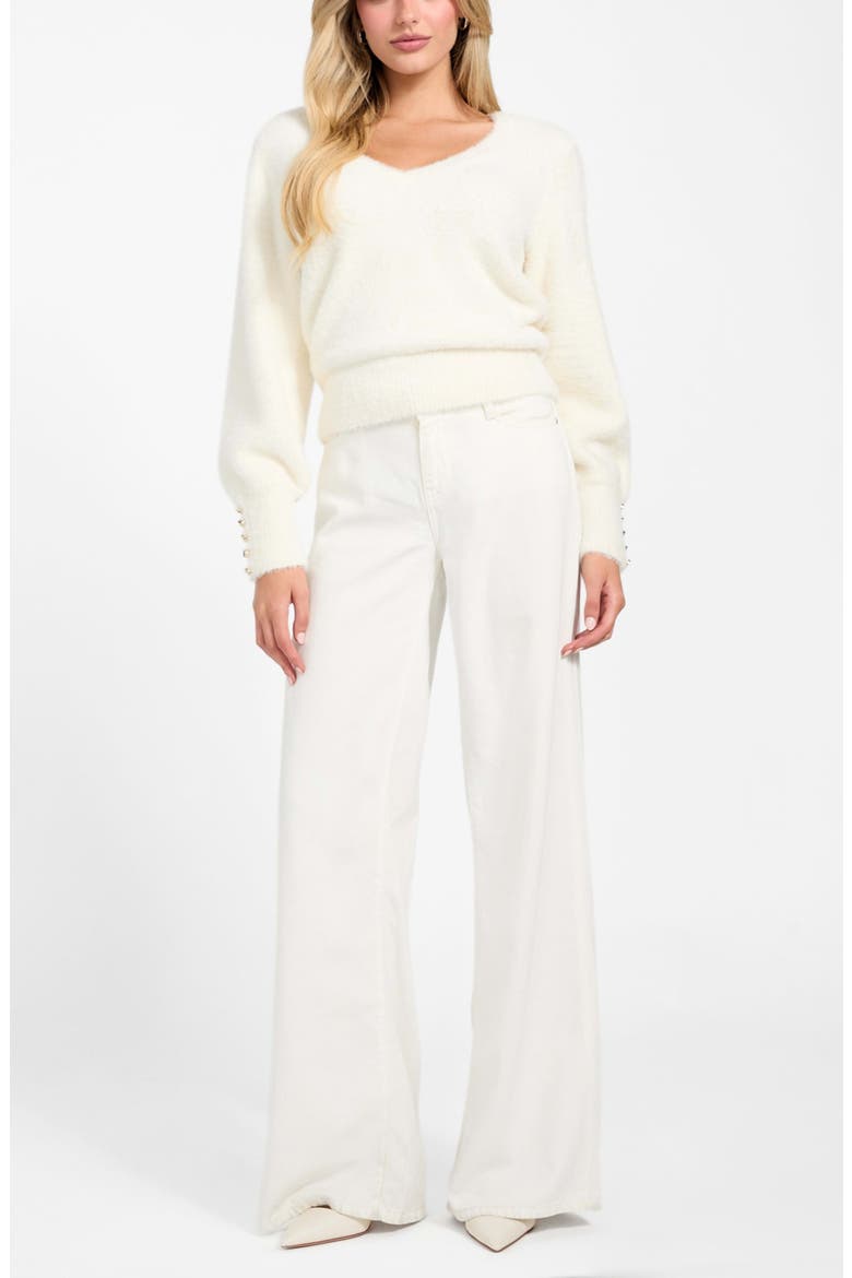 Niko Faux Fur Sweater, Alternate, color, NATURAL