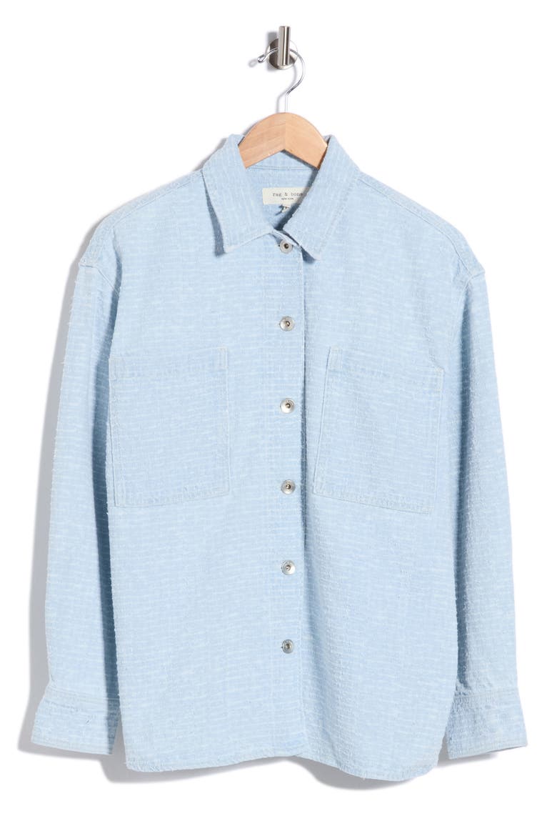 Jax Textured Button-Up Shirt, Alternate, color, SKY TWEED