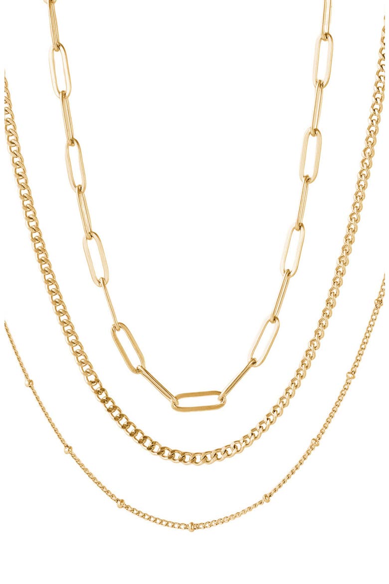 Tarnish Resistant Set of 3 Assorted Chain Necklaces, Main, color, GOLD
