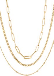 Adornia Tarnish Resistant Set of 3 Assorted Chain Necklaces