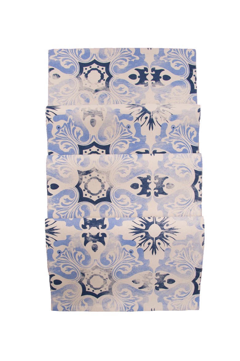 Blue Tile Kitchen Table Runner 13" x 72", Main, color, Blue