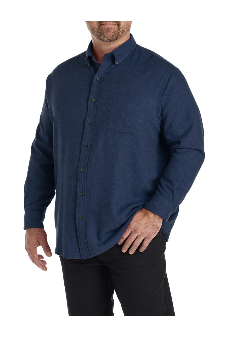 Big & Tall Solid Flannel Sport Shirt, Alternate, color, NAVY MULTI