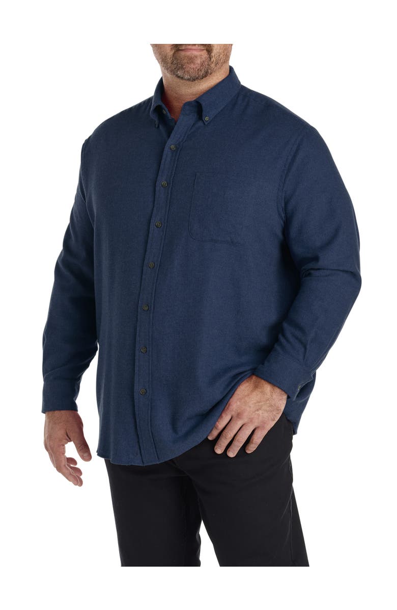 Harbor Bay by DXL Big & Tall Solid Flannel Sport Shirt, Alternate, color, Navy Multi