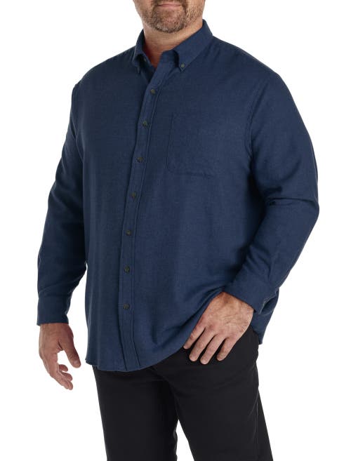 Harbor Bay By Dxl Big & Tall Solid Flannel Sport Shirt In Multi