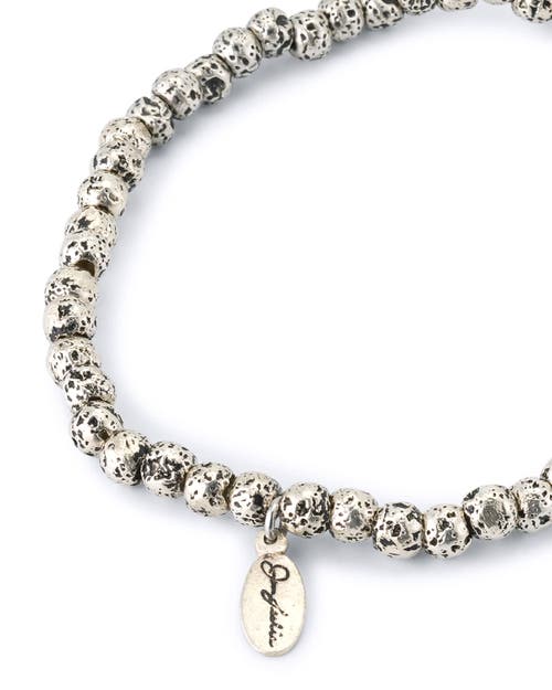 Jan Leslie 6mm Semiprecious Gemstone Beaded Elastic Bracelet In Silver