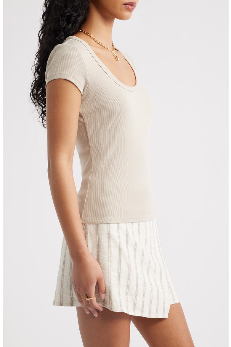 Scoop Neck Stretch Cotton T-Shirt, Alternate, color, GREY FEATHER