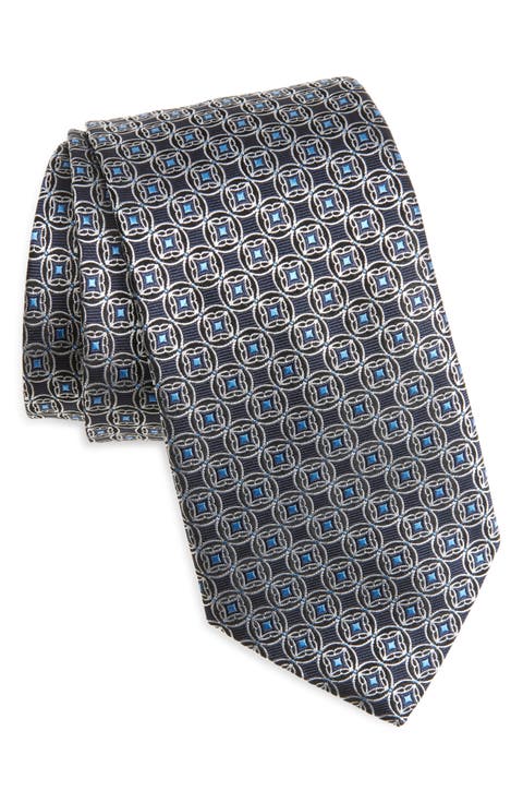 Medallion Print Silk Tie