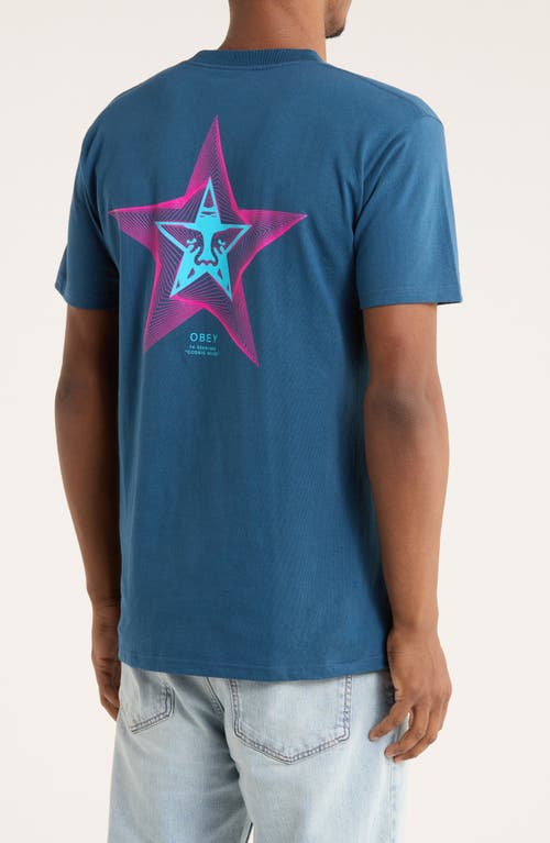 Obey Cosmic Noise Graphic T-shirt In Blue