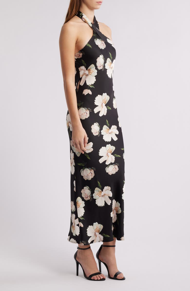 Petal & Pup Grasie Floral Print Halter Cocktail Dress, Alternate, color,