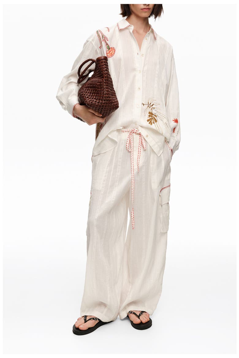 Patchwork Cotton Long Shirt, Alternate, color, IVORY