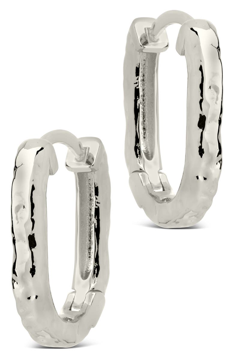 Sterling Forever Veronica Textured Hoop Earrings, Main, color, 
