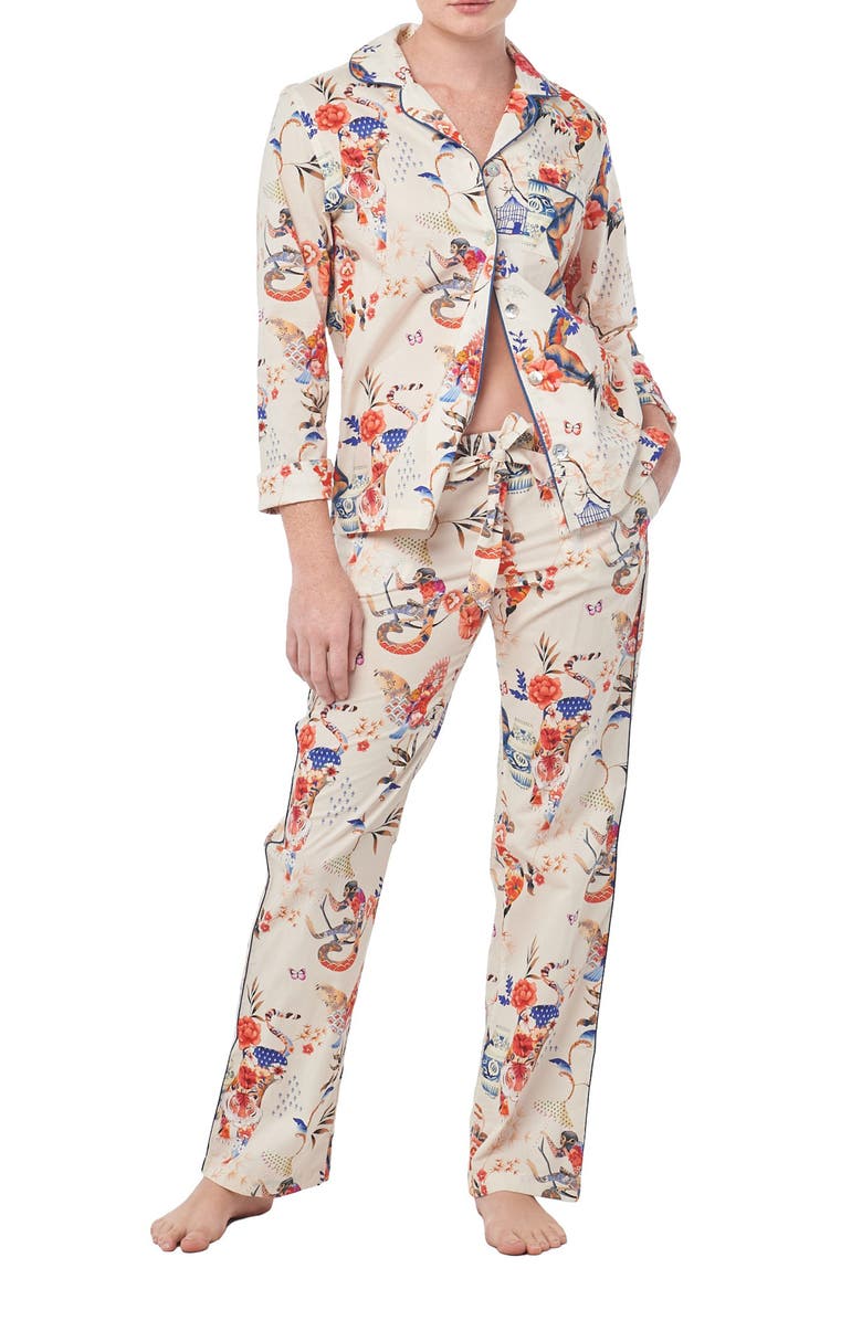 The Lazy Poet Emma Secret Garden Cotton Pajamas, Main, color,