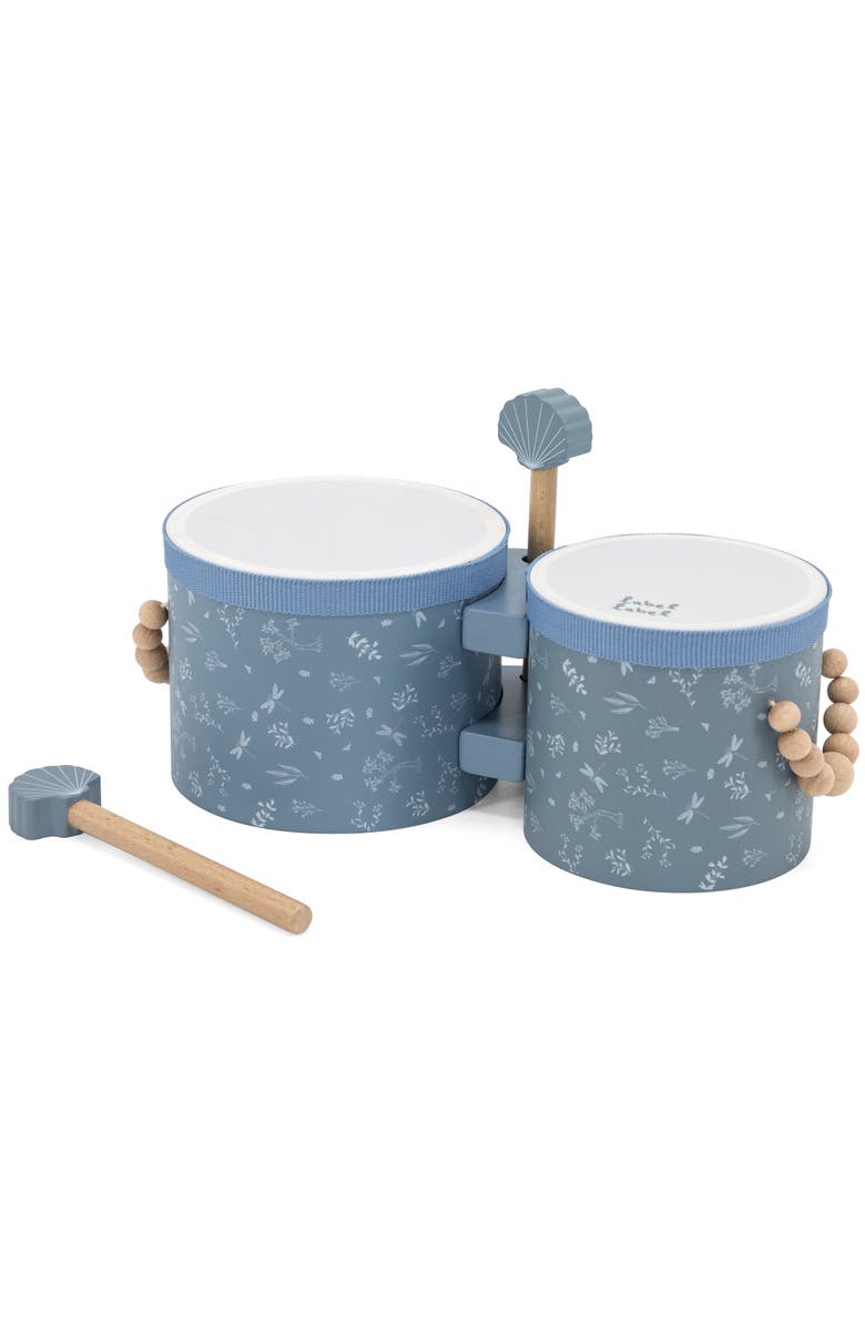 Label Label Wooden Bongos Blue, 2 Drum Sticks, Carry Handles, Ages 2+, Alternate, color, Multicolored