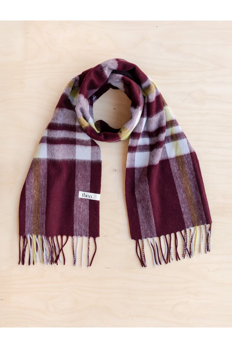 Lambswool Geomteric Pattern Oversized Scarf, Alternate, color, Burgundy Modern Tartan