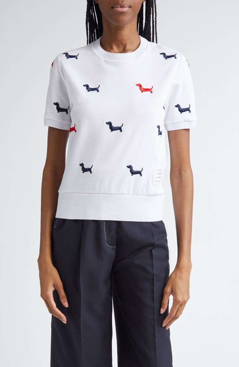 Thom Browne Hector Embroidered Cotton Sweater, Main, color, 