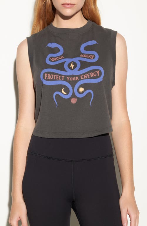 Spiritual Gangster Crawford Serpent Graphic Crop Tank In Ash