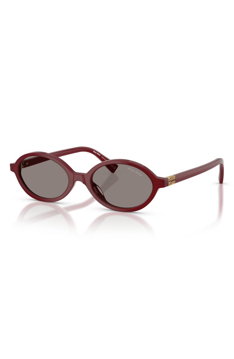 Miu Miu 50mm Oval Sunglasses, Alternate, color, Opal Burgundy / Dark Grey