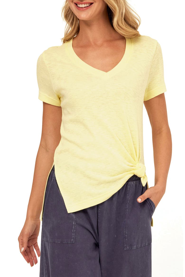 Norma Textured Slubbed Cotton Blend T-Shirt, Main, color, LEMONADE