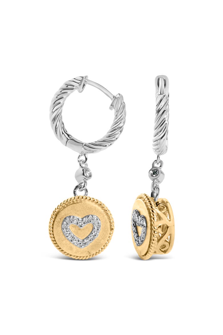 18K Gold Over Silver 1/8 Cttw Diamond Drop and Dangle Earring, Main, color, Yellow