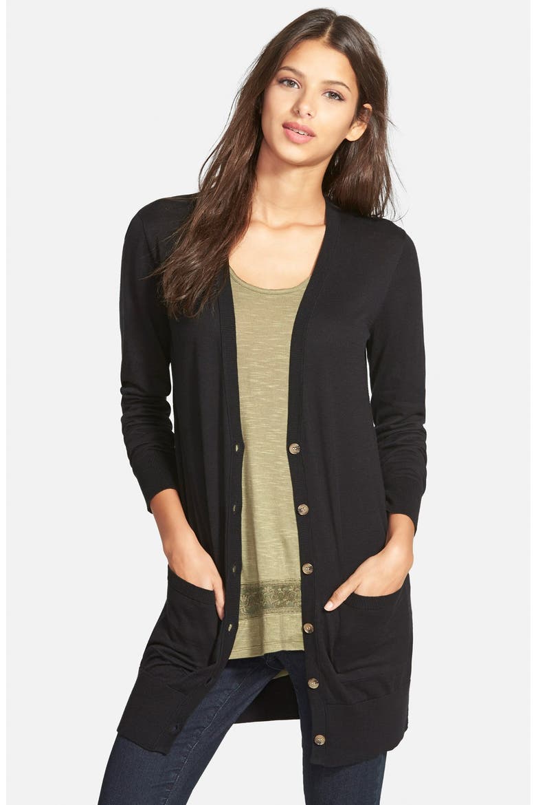 Long Cardigan, Main, color, BLACK