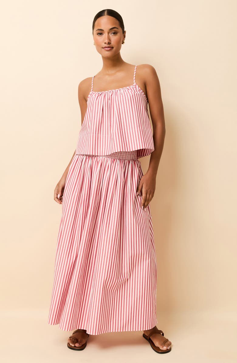 Solid & Striped The Mayan Stripe Cotton Camisole, Alternate, color, Lipstick Red