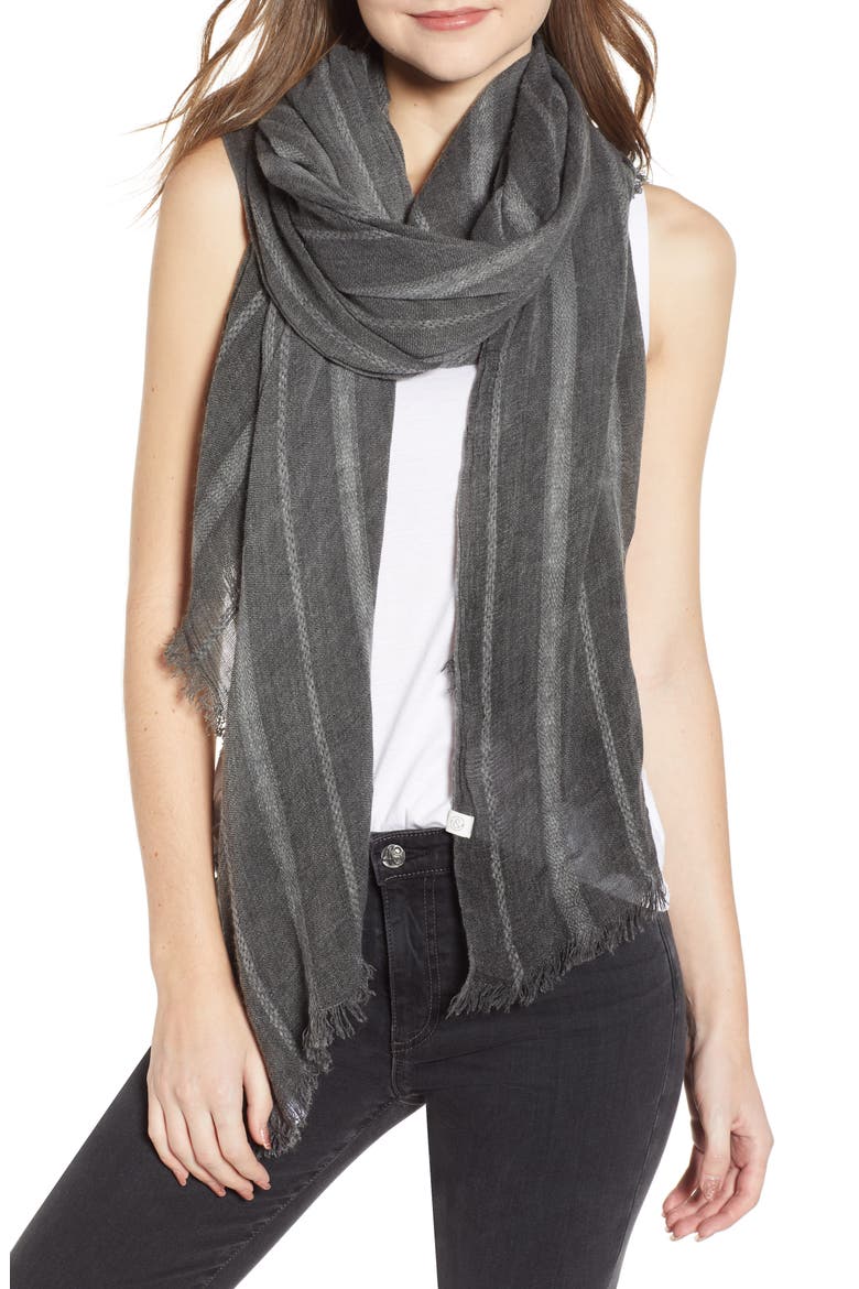 Solid Ribbed Wrap Scarf, Main, color, BLACK