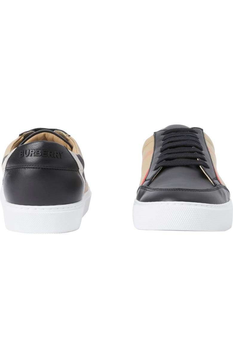 Burberry Check and Leather Sneakers, Alternate, color, Black