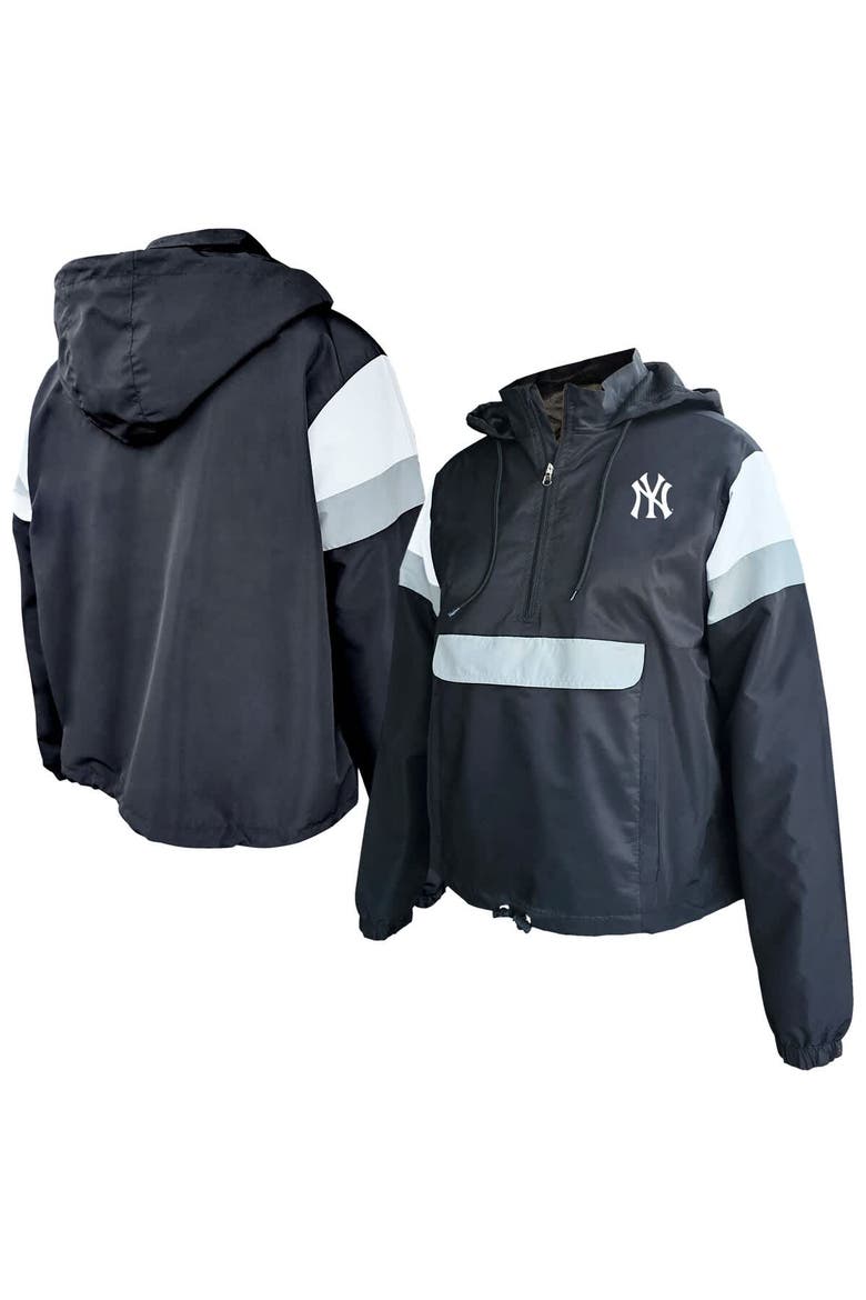 Women's Profile Black New York Yankees Plus Size Anorak Hoodie Quarter-Zip Pullover, Main, color, Black