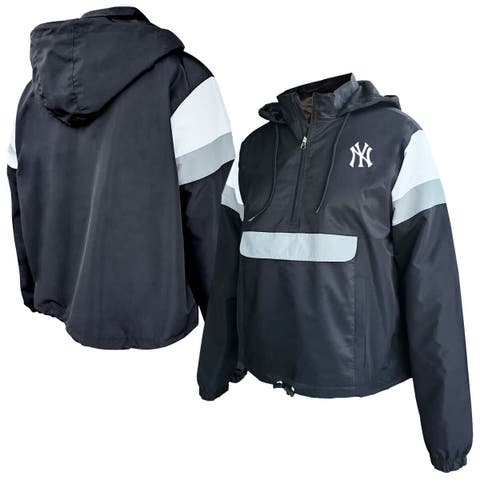 Women's Profile Black New York Yankees Plus Size Anorak Hoodie Quarter-Zip Pullover