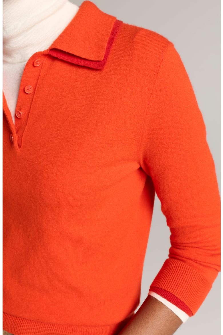 Double Trim Merino Wool & Cashmere Polo Sweater, Alternate, color, CRIMSON/ DK CRIMSON