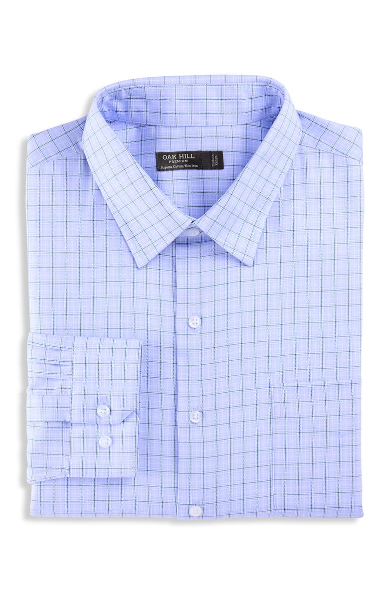 Oak Hill Premium by DXL Big & Tall Non-Iron Plaid Dress Shirt, Alternate, color, Blue