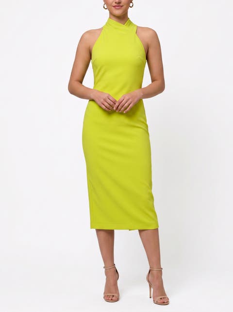 Harland Crossover Halter Midi Dress