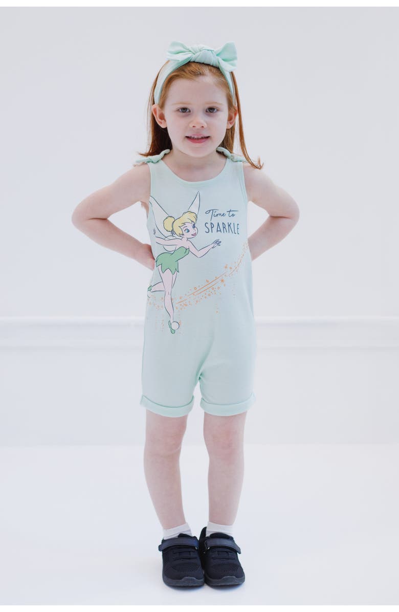 Disney Classics Toddler Girls' 2-Piece Sleeveless Romper and Headband Set, Alternate, color, Tinker Bell Green