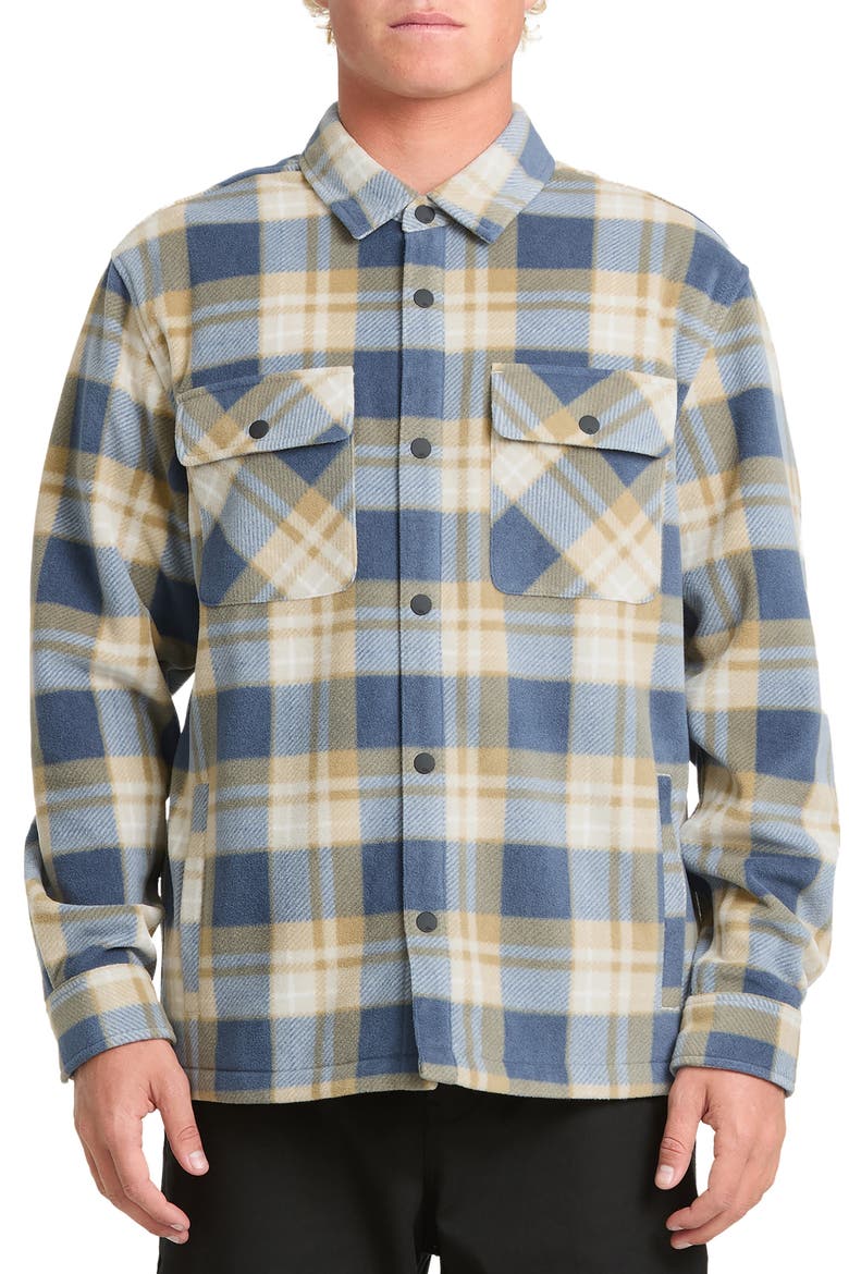 Harbor Plaid Polar Fleece Shirt, Main, color, VINTAGE INDIGO