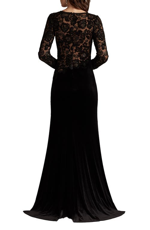 Tadashi Shoji Embroidered Bodice Long Sleeve Gown In Multi