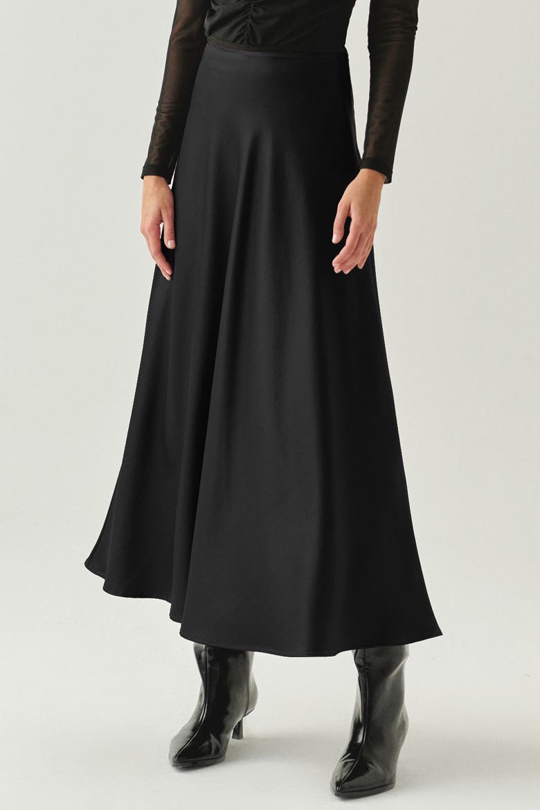 Justice A Line Midi Skirt, Main, color, BLACK