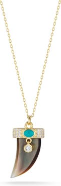 SPHERA MILANO Pavé CZ Horn Pendant Necklace