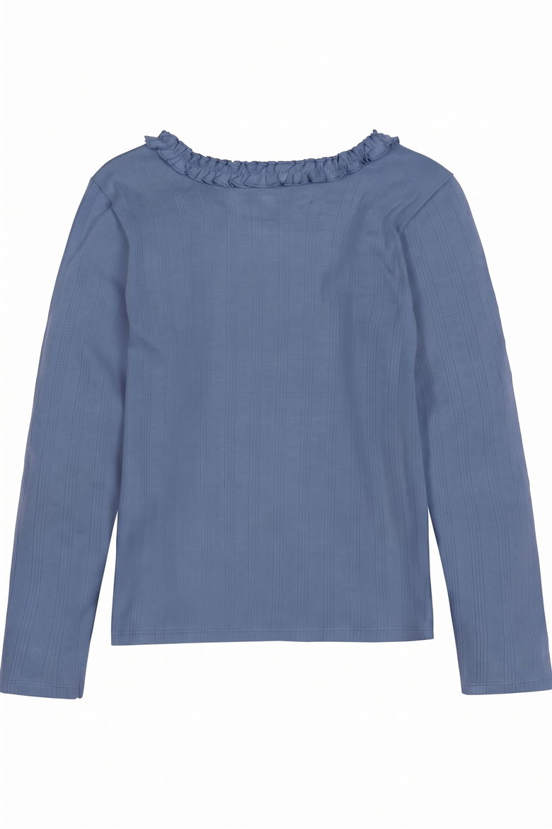 Kids' Organic Cotton Pointelle Henley Top, Alternate, color, Denim Blue Pointelle