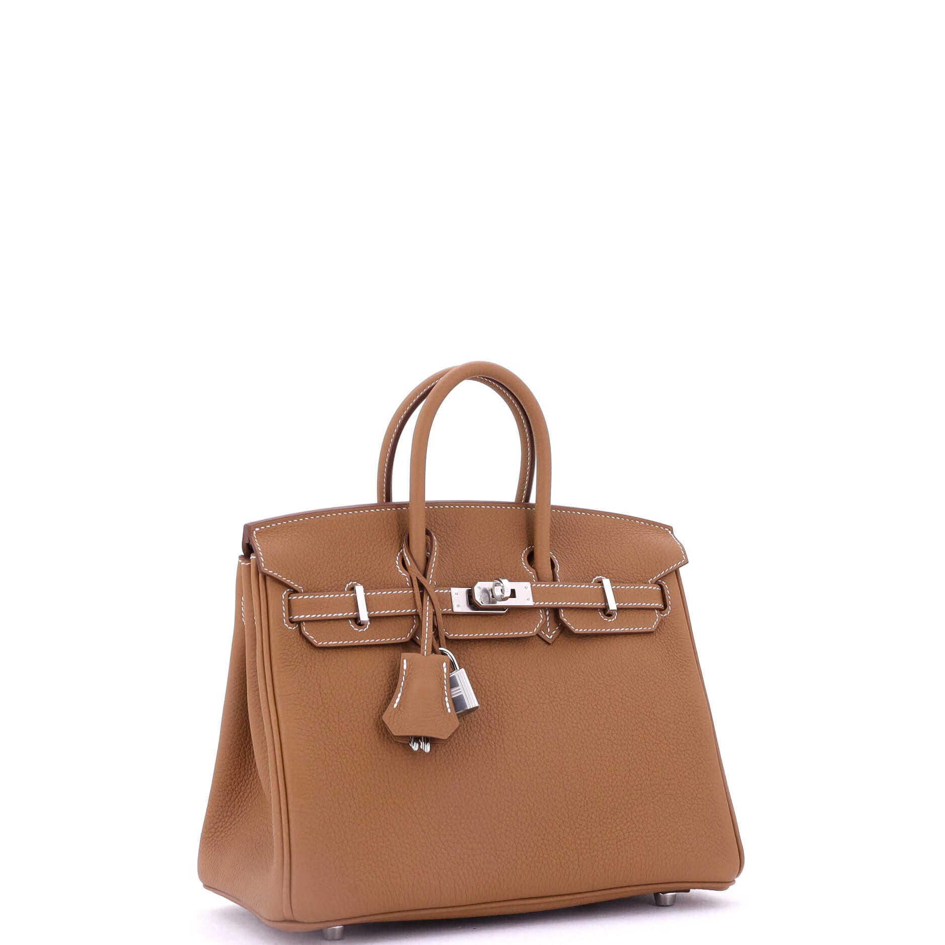 Pre-Owned Hermes Birkin Handbag Brown Togo with Palladium Hardware 25, Alternate, color, Gold