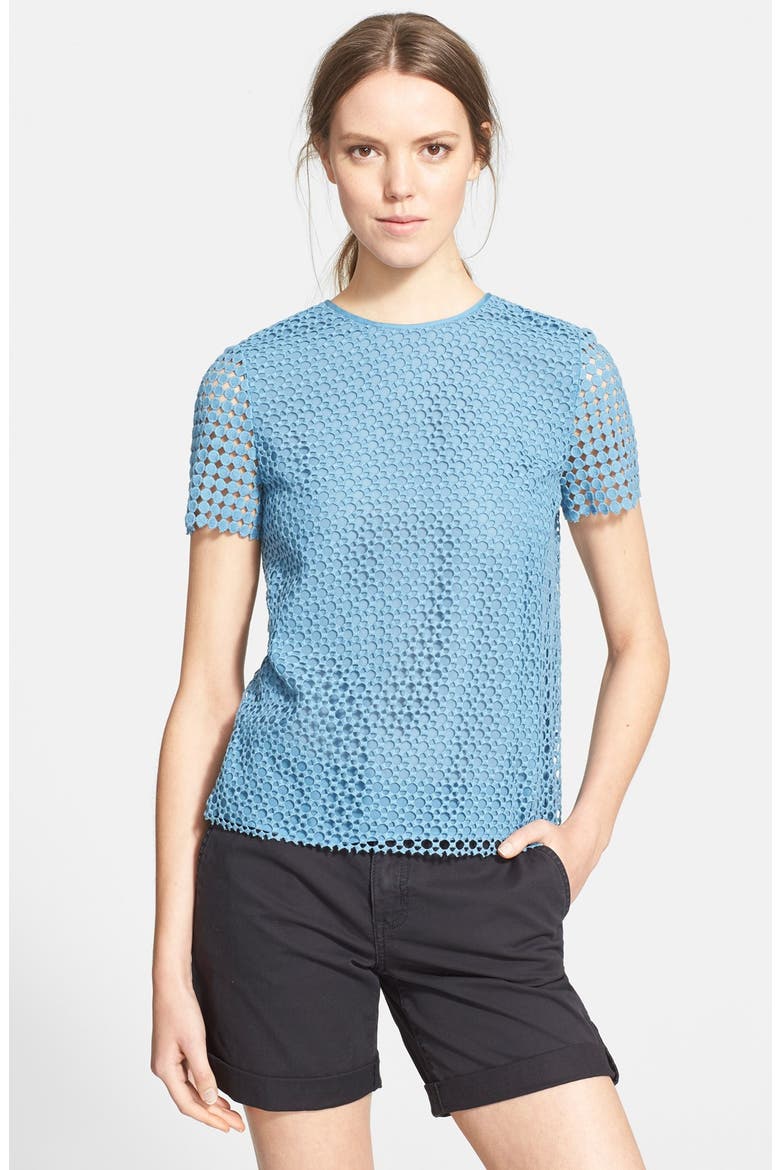 'Crescent' Guipure Lace Blouse, Main, color, GULF SHORE