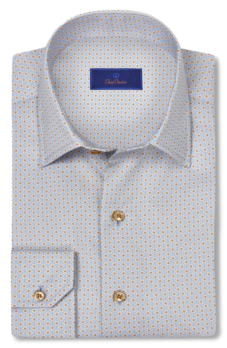 David Donahue Micro Geometric Print Sport Shirt, Main, color, 