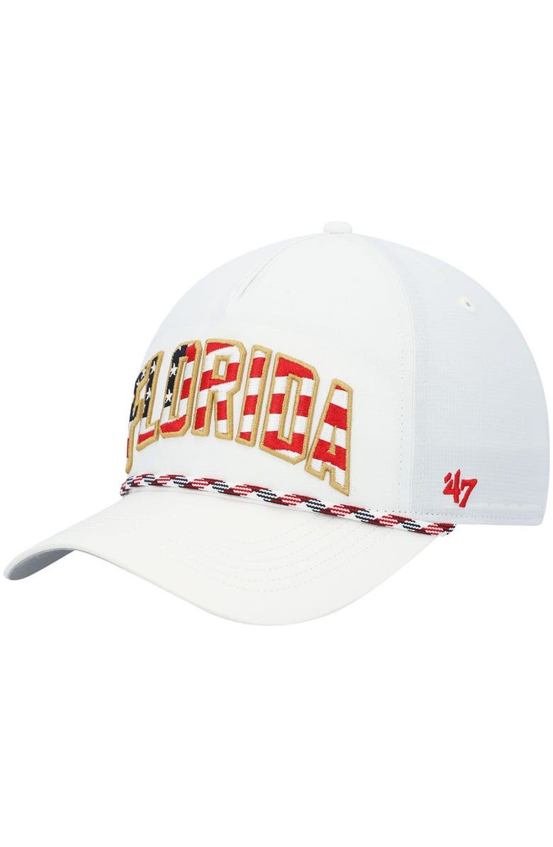'47 Men's '47 White Florida Gators Stars and Stripes Flag Flutter Hitch Snapback Hat, Main, color, White