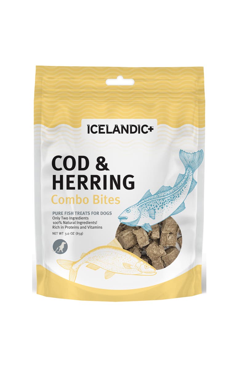 ICELANDIC+ Cod & Herring Combo Bites Dog Treat 3.0Oz Bag, Main, color,