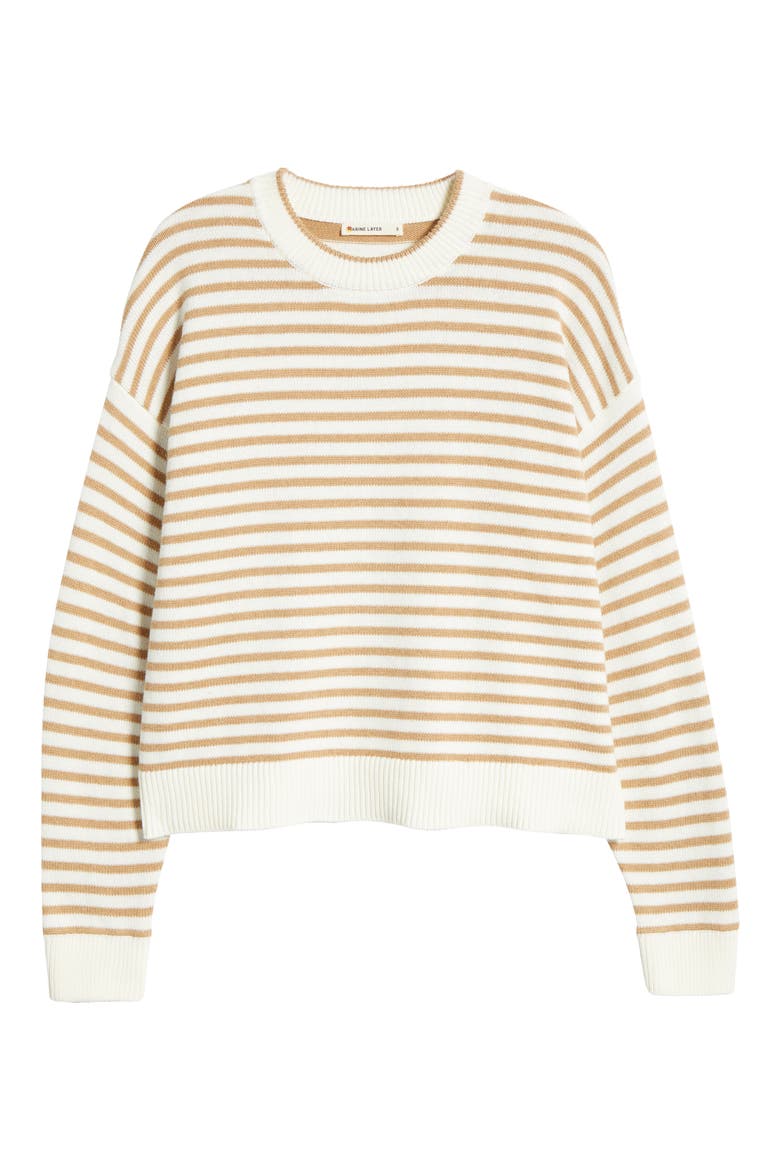 Suki Stripe Cotton Crewneck Sweater, Alternate, color, OAK STRIPE