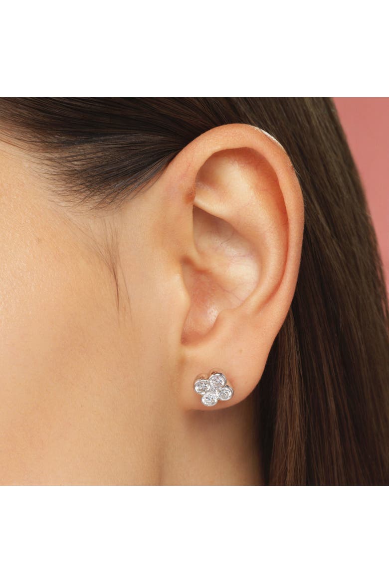 Lab Grown Diamond Clover Stud Earrings, Alternate, color, White Gold