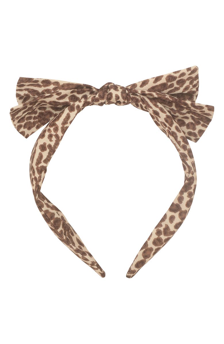 Mimi & Lula Kids' Alice Leopard Edie Bow Headband, Main, color, 