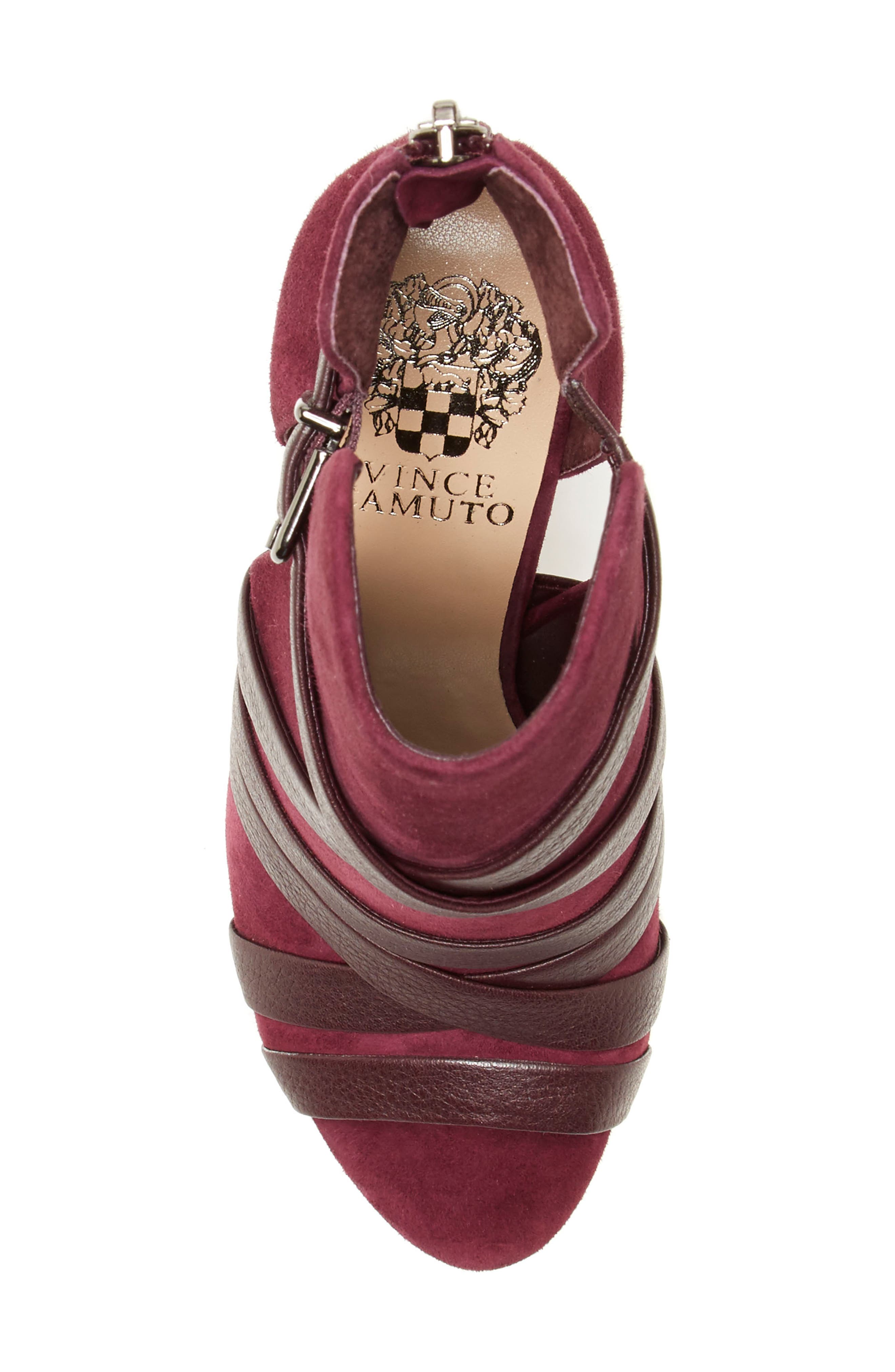 Achika Belted Peep Toe Bootie, Alternate, color, DARK PURPLE LEATHER